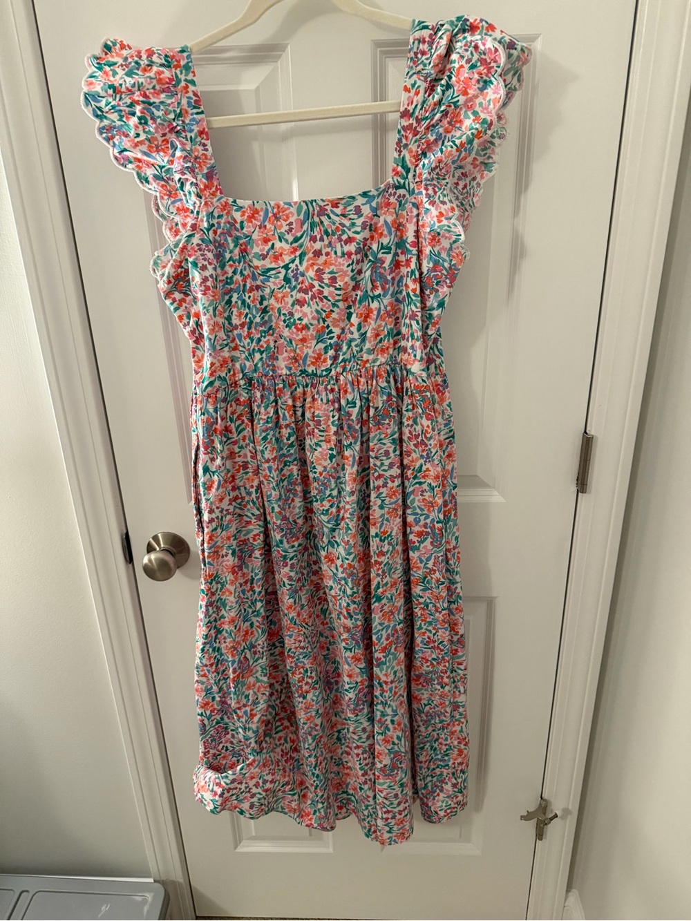 Floral Ruffle Strap Midi Dress in Coral - Picture 5 of 5